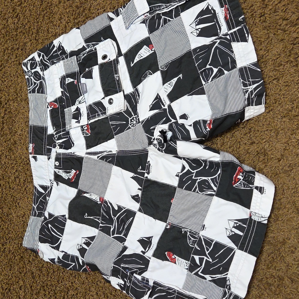 J. Crew | Black and White Patchwork Board Shorts | 34 - Picture 3 of 3